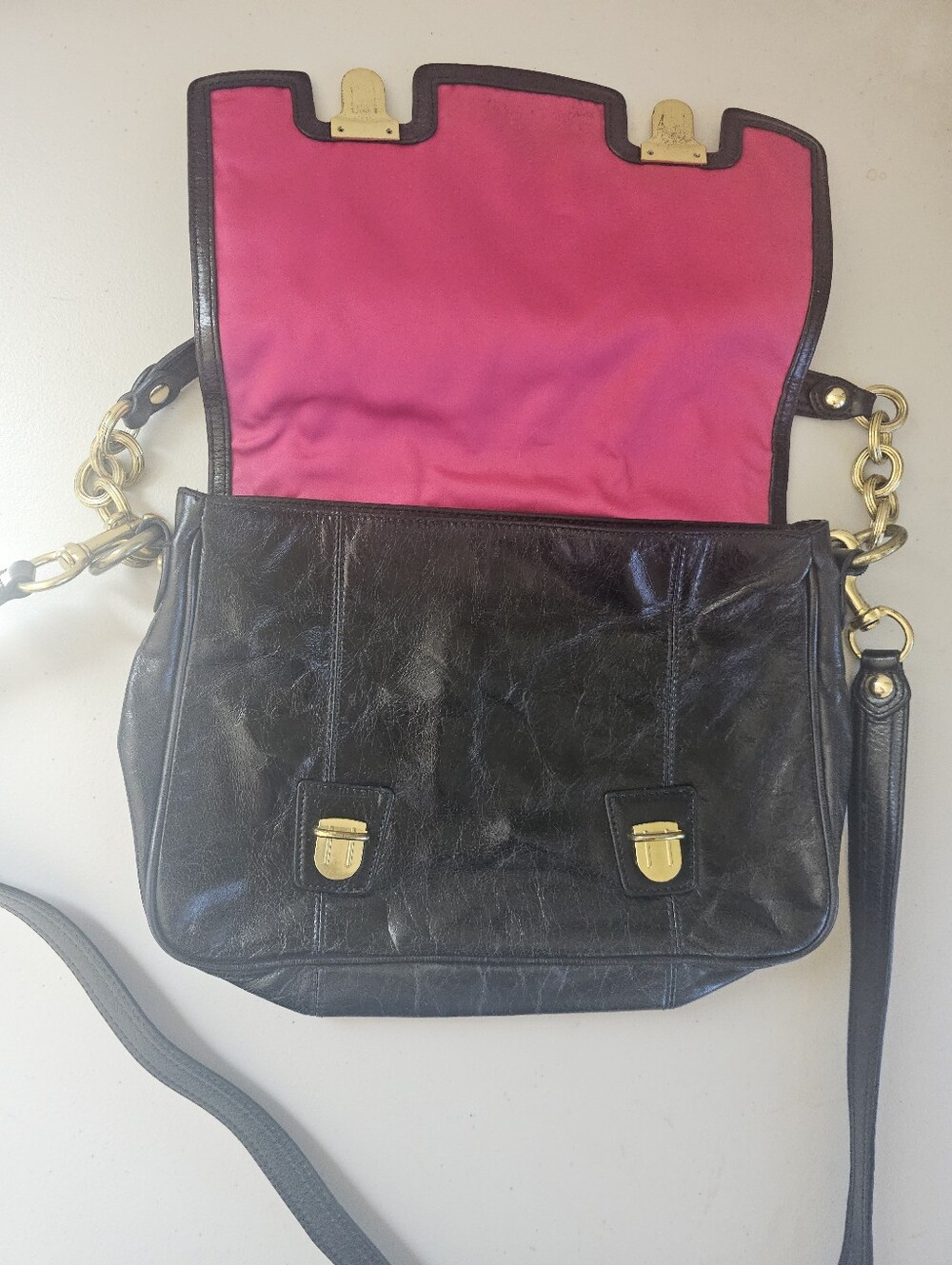 Vintage Coach Poppy Leather Pushlock Flap Bag #17925 Black Convertible Crossbody - Picture 6 of 16
